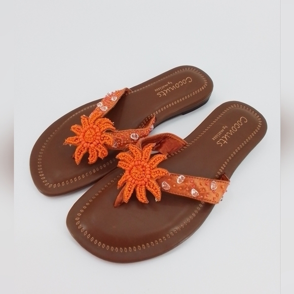 New Coconuts by Matisse Thong Sandals Orange SEASTAR Beaded sz 8 - Picture 1 of 4
